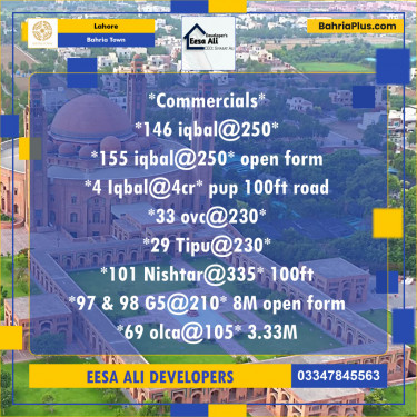 Commercial Plot for Sale in Bahria Town, Lahore - (BP-137968)