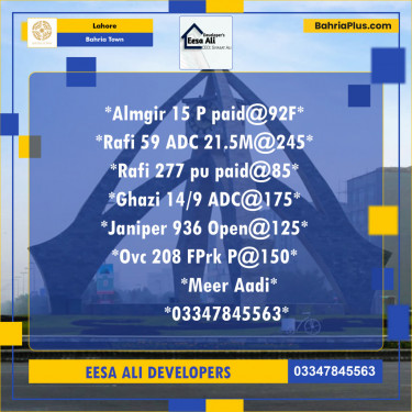 Residential Plot for Sale in Bahria Town, Lahore - (BP-137970)
