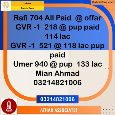 Residential Plot for Sale in Bahria Town, Lahore - (BP-137977)