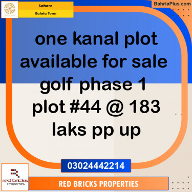 Residential Plot for Sale in Bahria Town, Lahore - (BP-138025)