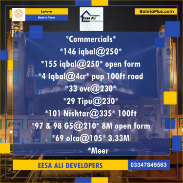 Commercial Plot for Sale in Bahria Town, Lahore - (BP-138077)