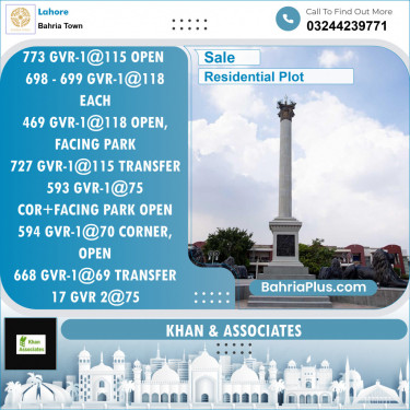 Residential Plot for Sale in Bahria Town, Lahore - (BP-138099)