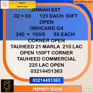 Residential Plot for Sale in Bahria Town, Lahore - (BP-138157)