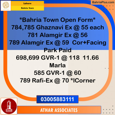 Residential Plot for Sale in Bahria Town, Lahore - (BP-138495)