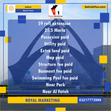 Residential Plot for Sale in Bahria Town, Lahore - (BP-138518)
