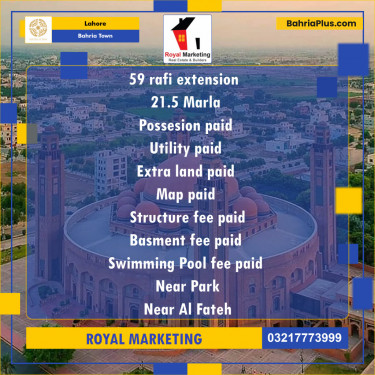Residential Plot for Sale in Bahria Town, Lahore - (BP-138582)