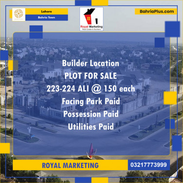 Residential Plot for Sale in Bahria Town, Lahore - (BP-138589)