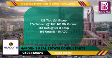 Residential Plot for Sale in Sector F - Tipu Sultan Block -  Bahria Town, Lahore - (BP-138602)
