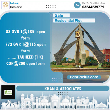 Residential Plot for Sale in Bahria Town, Lahore - (BP-138688)
