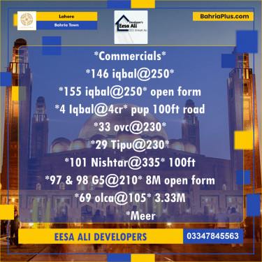 Commercial Plot for Sale in Bahria Town, Lahore - (BP-138708)