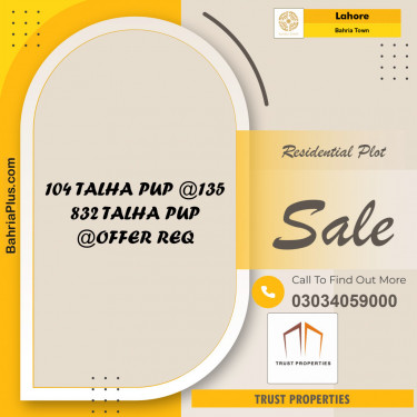 Residential Plot for Sale in Bahria Town, Lahore - (BP-138759)