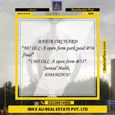 Residential Plot for Sale in Bahria Orchard, Lahore - (BP-138867)