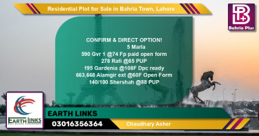Residential Plot for Sale in Bahria Town, Lahore - (BP-138929)
