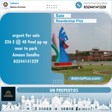 Residential Plot for Sale in Phase 2 - E Block -  Bahria Orchard, Lahore - (BP-138931)