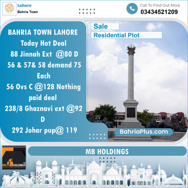 Residential Plot for Sale in Bahria Town, Lahore - (BP-138945)