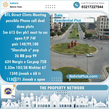 Residential Plot for Sale in Bahria Town, Lahore - (BP-138993)