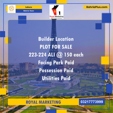 Residential Plot for Sale in Bahria Town, Lahore - (BP-139010)