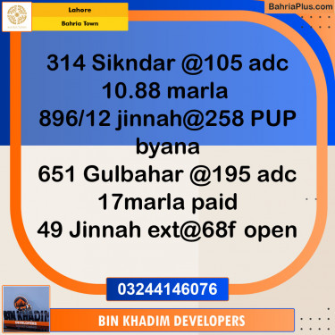 Residential Plot for Sale in Bahria Town, Lahore - (BP-139061)