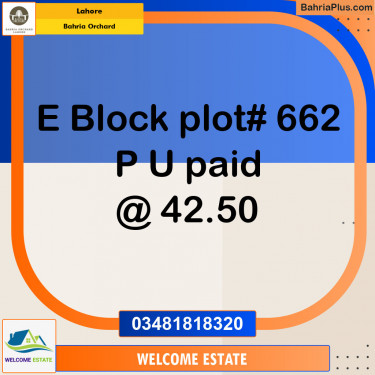 Residential Plot for Sale in Phase 2 - E Block -  Bahria Orchard, Lahore - (BP-139159)