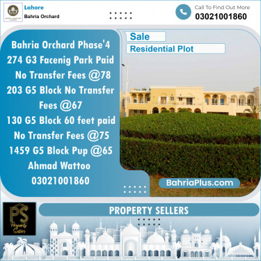 Residential Plot for Sale in Phase 4 - G3 Block -  Bahria Orchard, Lahore - (BP-139243)