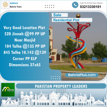 Residential Plot for Sale in Bahria Town, Lahore - (BP-139245)