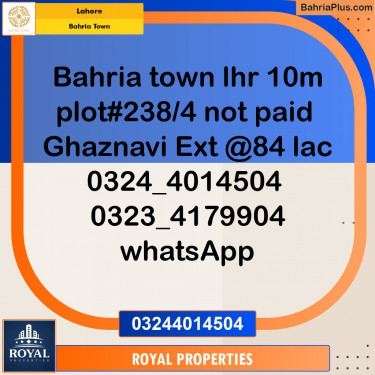 Residential Plot for Sale in Bahria Town, Lahore - (BP-139347)
