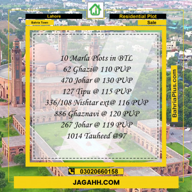 Residential Plot for Sale in Bahria Town, Lahore - (BP-139379)