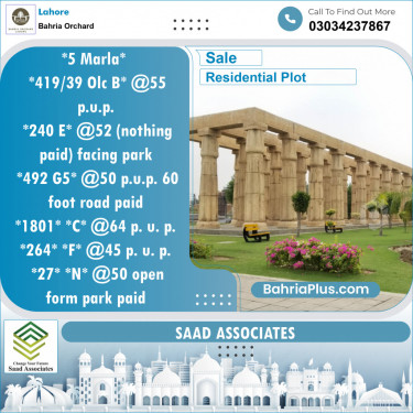 Residential Plot for Sale in Bahria Orchard, Lahore - (BP-139396)