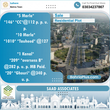 Residential Plot for Sale in Bahria Town, Lahore - (BP-139400)