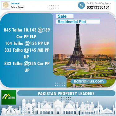 Residential Plot for Sale in Bahria Town, Lahore - (BP-139444)