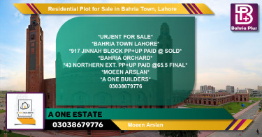 Residential Plot for Sale in Bahria Town, Lahore - (BP-139486)