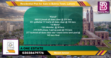 Residential Plot for Sale in Bahria Town, Lahore - (BP-139488)