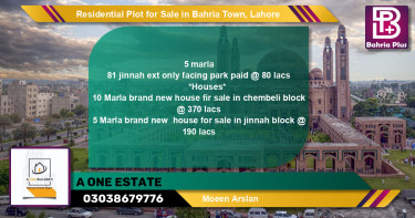 Residential Plot for Sale in Bahria Town, Lahore - (BP-139490)