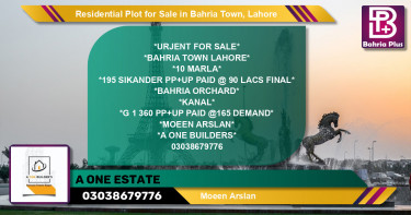 Residential Plot for Sale in Bahria Town, Lahore - (BP-139520)