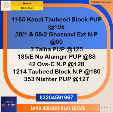 Residential Plot for Sale in Sector F - Tauheed Block -  Bahria Town, Lahore - (BP-139537)