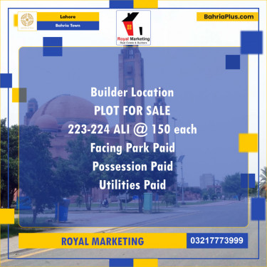 Residential Plot for Sale in Bahria Town, Lahore - (BP-139612)