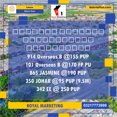 Residential Plot for Sale in Bahria Town, Lahore - (BP-139623)