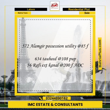 Residential Plot for Sale in Sector F - Alamgir Block -  Bahria Town, Lahore - (BP-139644)