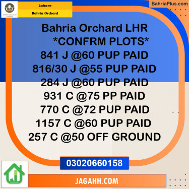 Residential Plot for Sale in Bahria Orchard, Lahore - (BP-139792)