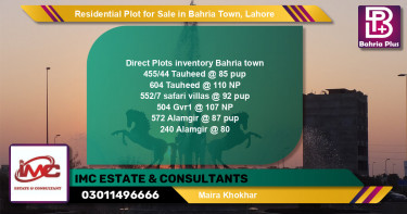 Residential Plot for Sale in Sector F - Tauheed Block -  Bahria Town, Lahore - (BP-139831)