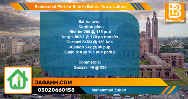 Residential Plot for Sale in Sector E - Nishtar Block -  Bahria Town, Lahore - (BP-139840)