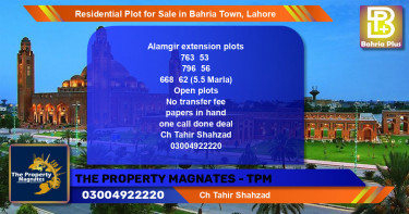 Residential Plot for Sale in Bahria Town, Lahore - (BP-139864)