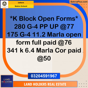 Residential Plot for Sale in Bahria Orchard, Lahore - (BP-139885)