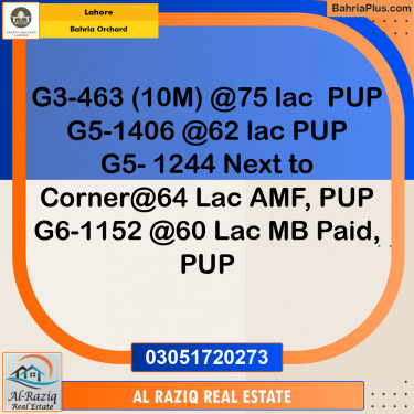 Residential Plot for Sale in Phase 4 - G3 Block -  Bahria Orchard, Lahore - (BP-139888)