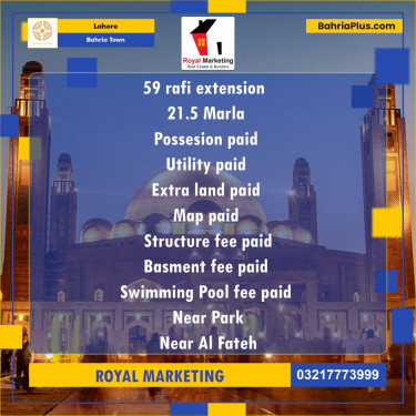 Residential Plot for Sale in Bahria Town, Lahore - (BP-139893)
