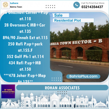 Residential Plot for Sale in Bahria Town, Lahore - (BP-139941)