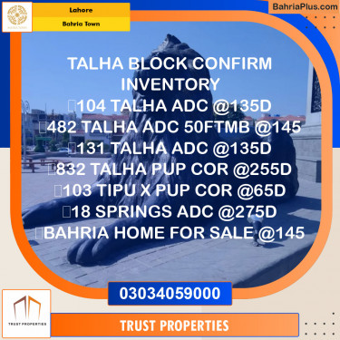Residential Plot for Sale in Bahria Town, Lahore - (BP-139955)