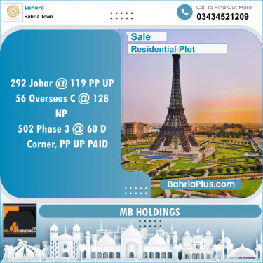 Residential Plot for Sale in Bahria Town, Lahore - (BP-139986)