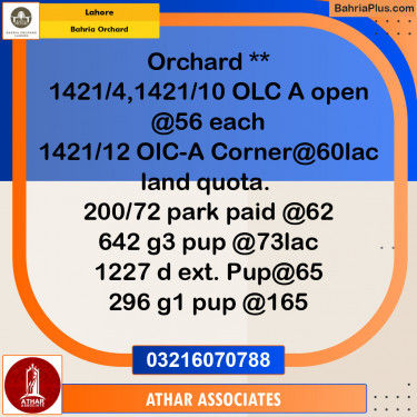 Residential Plot for Sale in OLC-A Block -  Bahria Orchard, Lahore - (BP-140026)