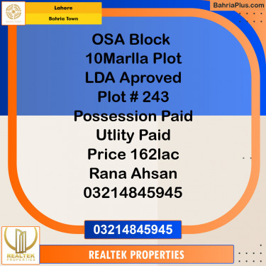 Residential Plot for Sale in Bahria Town, Lahore - (BP-140041)